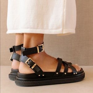 Alohas brand Buckle Up Corn - Black Vegan Sandal 36